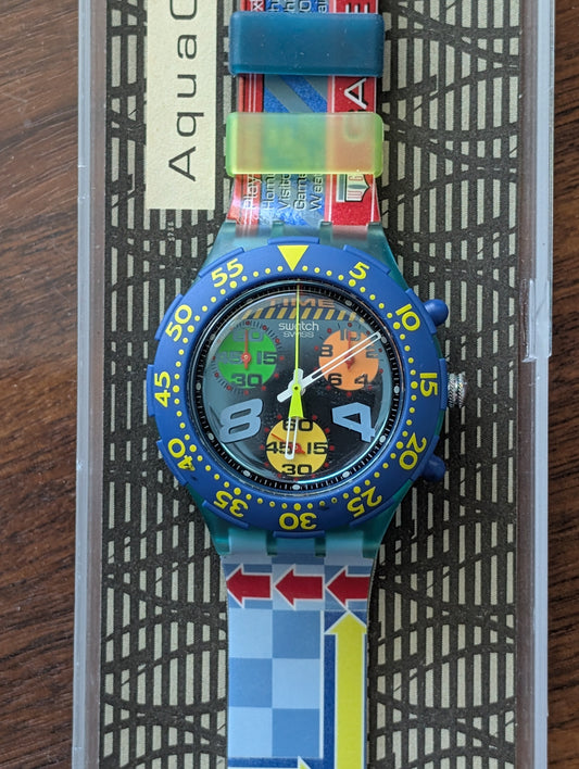 Swatch Aqua Chrono "Gameover" SEL101 (NOS)