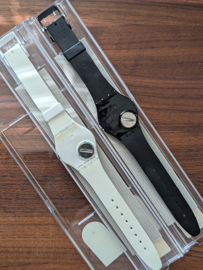 Swatch "White Hours Black Minutes" GZS10 (2-Pack) (NOS)